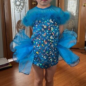 Weissman Blue Sequin Lace Dance Costume Size 6